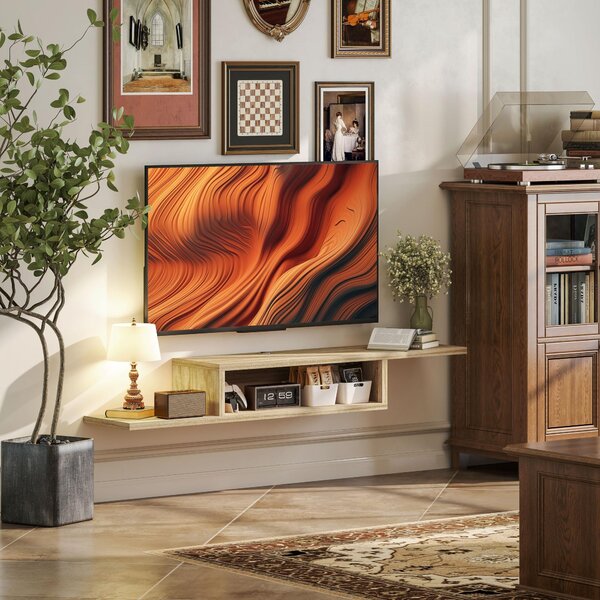 HOMCOM Floating Wall TV Stand se policí - Dub | Aosom