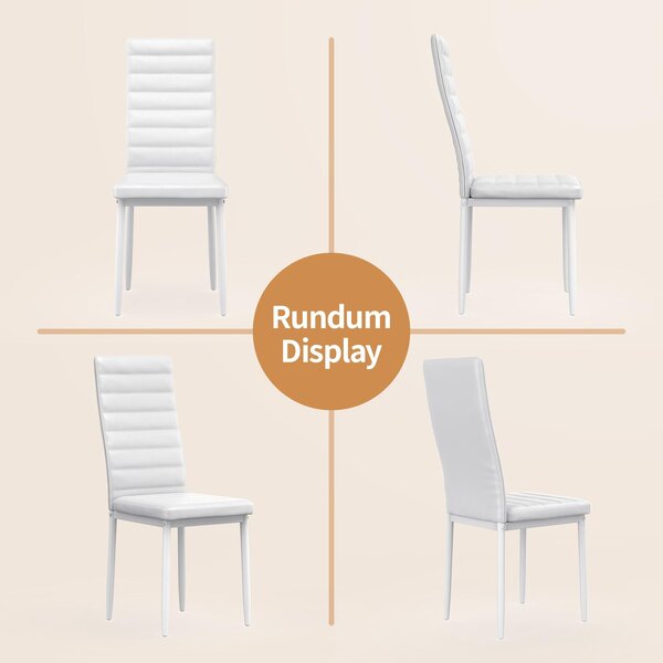 Bealife TB40C Jídelní židle sPolyuretankůží, kuchyňská židle s vysokým opěradlem, čalouněná židle s ergonomickým designem - sada 4 kusů, bílá