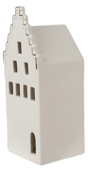 Dekorace béžový porcelánový domeček Gustav – 16 cm
