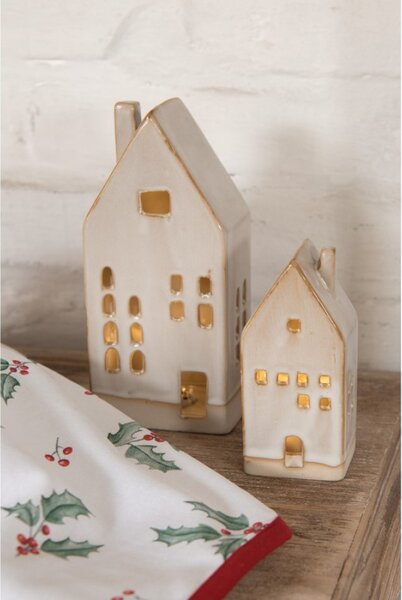 Dekorace béžový porcelánový domeček Lena – 12 cm