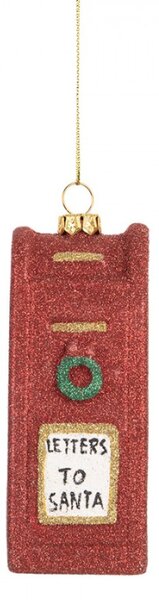 Červená vánoční ozdoba schránka na dopisy – 5x4x11 cm