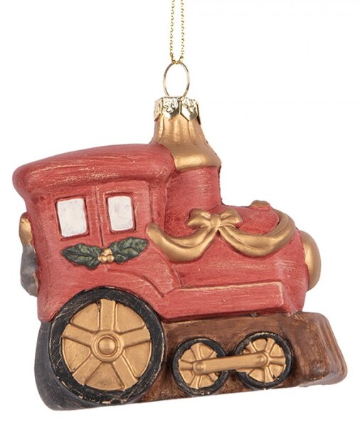 Červená vánoční ozdoba vláček lokomotiva – 9x5x9 cm