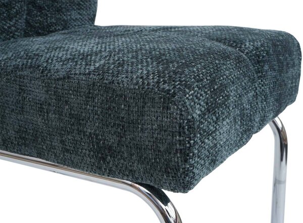 Sada 2 jídelních židlí HWC-G56, kuchyňská židle konzolová židle křeslo, kovová tkanina/textil šenil modrozelená