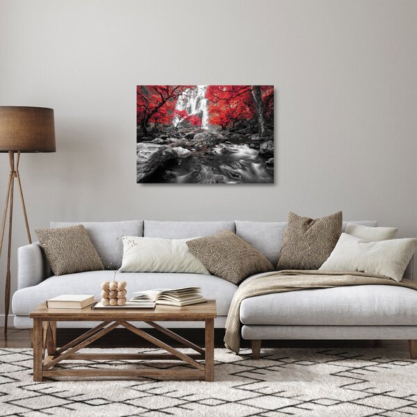 Skleněný obraz - Vodopády v podzimní krajině (70x50 cm)