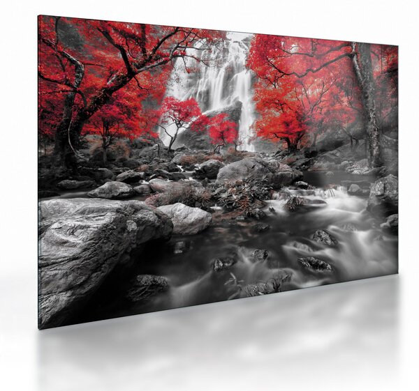 Skleněný obraz - Vodopády v podzimní krajině (70x50 cm)