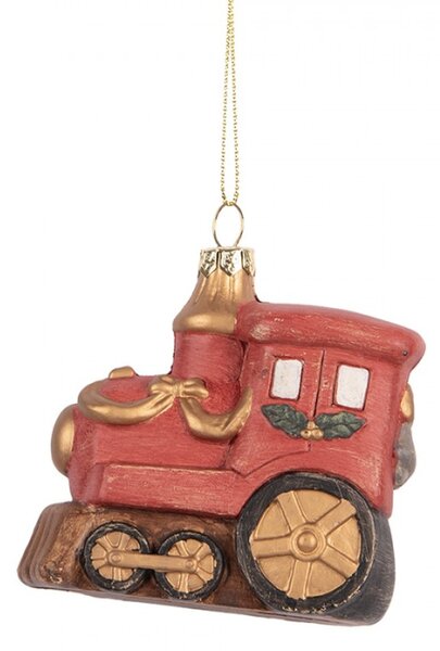Červená vánoční ozdoba vláček lokomotiva – 9x5x9 cm