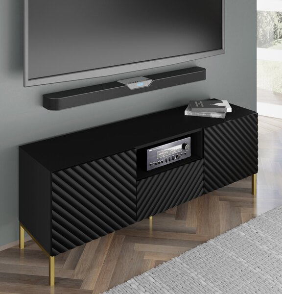 TV stolek Surfy 3D (černá). Akce -27%