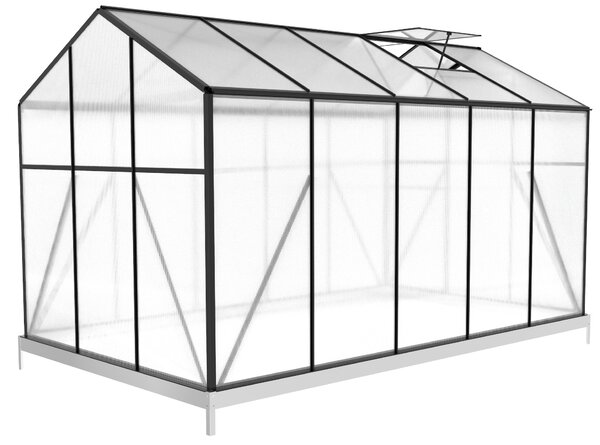 Skleník se základnou BestBerg BBGH-1006B / 5,95 m² / 313 × 190 × 194 cm / černá