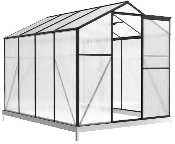 Skleník se základnou BestBerg BBGH-806B / 4,8 m² / 252 × 190 × 194 cm / černá