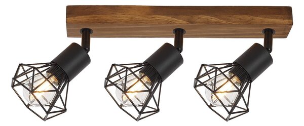 Rabalux 3139 přisazené stropní bodové svítidlo Zeus 3x40W | E14 - dřevo, černá