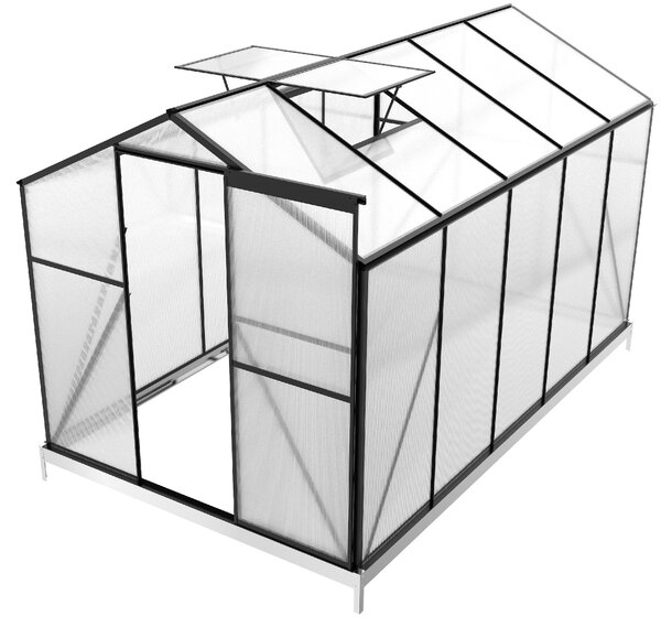 Skleník se základnou BestBerg BBGH-1006B / 5,95 m² / 313 × 190 × 194 cm / černá