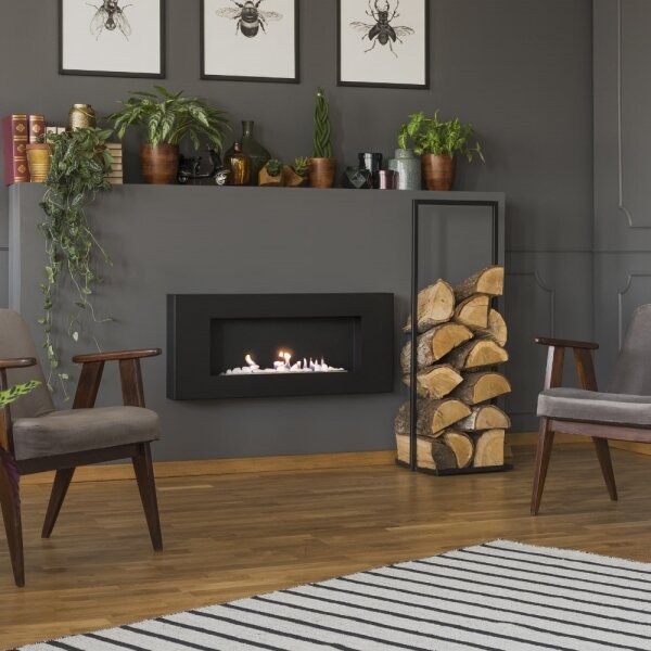 Kratki DELTA/FLAT/TUV - Nástěnný BIO krb DELTA/FLAT 40x90 cm 1,5kW černá