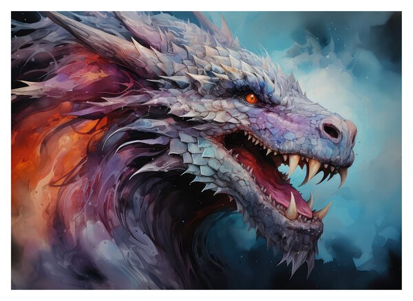 Skleněný obraz - Ilustrace draka (70x50 cm)
