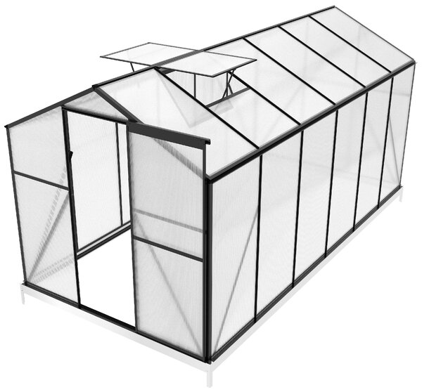 Skleník se základnou BestBerg BBGH-1206B / 7,05 m² / 371 × 190 × 194 cm / černá