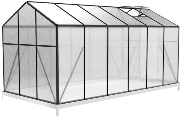 Skleník se základnou BestBerg BBGH-1206B / 7,05 m² / 371 × 190 × 194 cm / černá