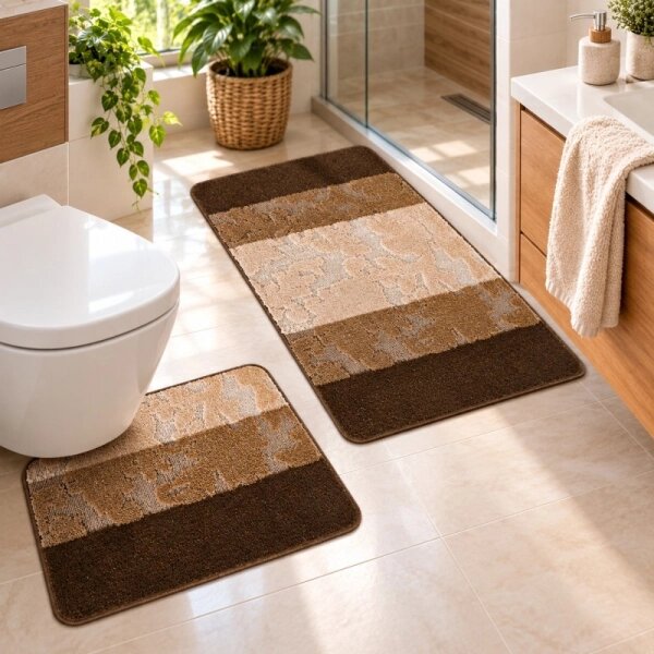 Bellatex SADA BANY 60x100 + 60x50 cm bez výkroje 60x100 cm 60x50 cm (SADA) Listí Hnědá