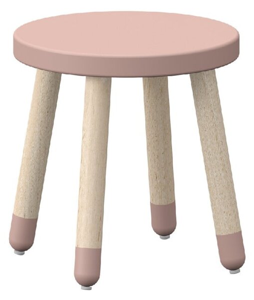 Růžová dětská stolička s nohami z jasanového dřeva Flexa Dots, ø 30 cm
