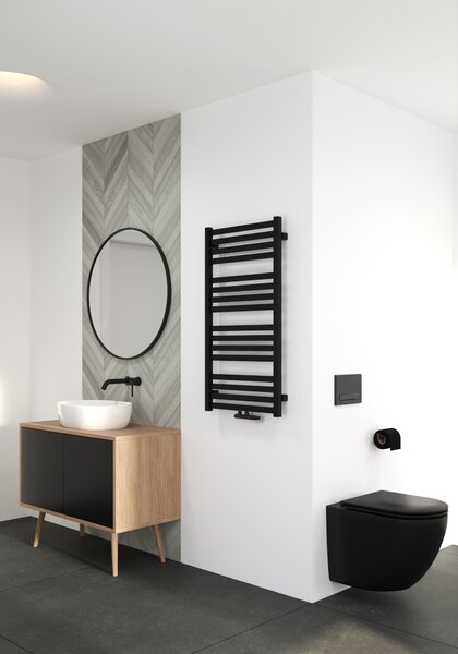 Oltens Vanlig koupelnový radiátor žebříkový 96x50 cm černá mat 55007300