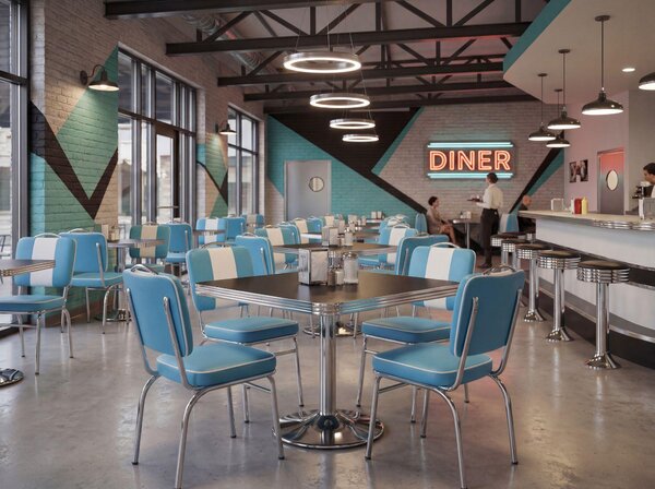 FineBuy Jídelní židle American Diner, modrá, retro styl 50. let, židle s opěrkou, výška sedáku 47 cm
