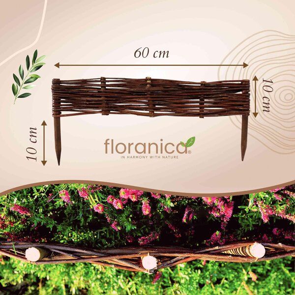 Floranica 1 kus Vrbový plot 10 cm x 60 cm – Zahradní plot z vrbového proutí Palisáda Přírodní oplocení Ohraničení záhonu