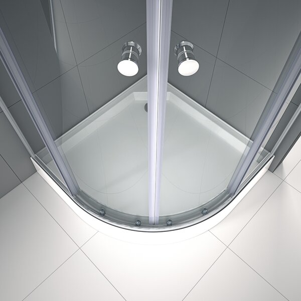 Sprchový kout 90x90 Marwell Chrystal Round 90x90 cm - Sprchový kout s vysoce kvalitními hliníkovými profily ve stříbrné matné barvě - Sprchový kout s posuvnými dveřmi
