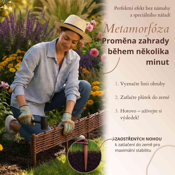 Floranica 1 kus Vrbový plot 10 cm x 50 cm – Zahradní plot z vrbového proutí Palisáda Přírodní oplocení Ohraničení záhonu