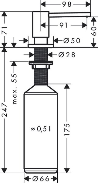 Hansgrohe A41 dávkovač tekutin černá 40438670