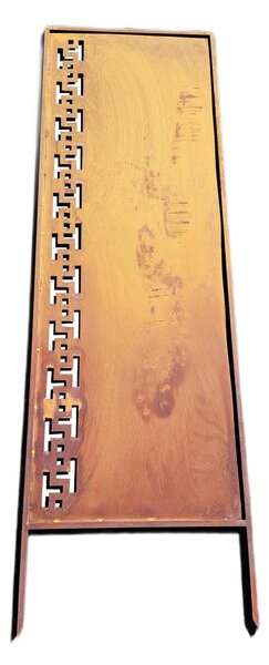 Zahradní dekorativní panel z oceli s patinou 160x50 cm s řeckým motivem, efekt corten