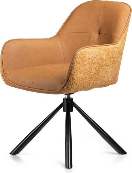 HowHomely | Židle do jídelny - Tokio - Oranžová - Moderní design s ergonomickým komfortem - Čalouněná židle - s funkcí automatického návratu