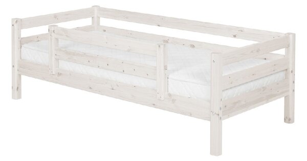 Bílá dětská postel z borovicového dřeva s bezpečnostní lištou Flexa Classic, 90 x 200 cm