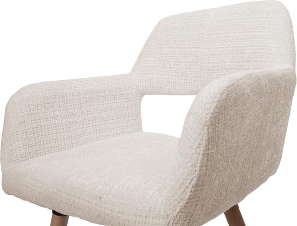 Jídelní židle HWC-A50 II, židle kuchyňská židle čalouněná židle, dřevo látka/textil šenil (465g/m²) krémová