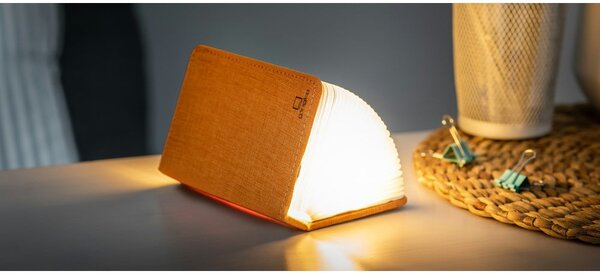 Oranžová malá LED stolní lampa ve tvaru knihy Gingko Booklight