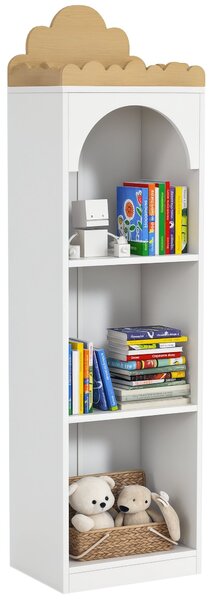 Dětská knihovna AIYAPLAY, regál na hračky, 3 úrovně, roztomilý design mraku, dětský úložný nábytek, úložný prostor na knihy, 40 x 30 x 139,5 cm, do lo