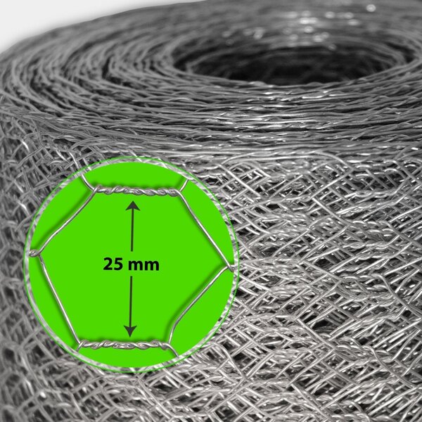 Drátěný plot z pozinkovaného králičího drátu Velikost oka: 25 mm Výška: 50 cm Délka: 10 m