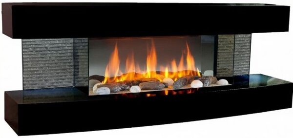 CHEMIN'ARTE - Elektrický nástěnný krb Lounge Black 120 cm LED efekt plamene, programovatelný ohřev, dálkové ovládání