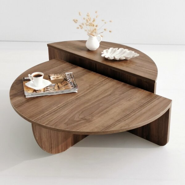 SADA 2x Konferenční stolek PODIUM 90x60/85x30 cm hnědá