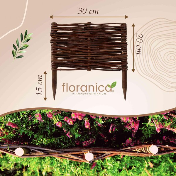 Floranica 1 kus Vrbový plot 20 cm x 30 cm – Zahradní plot z vrbového proutí Palisáda Přírodní oplocení Ohraničení záhonu