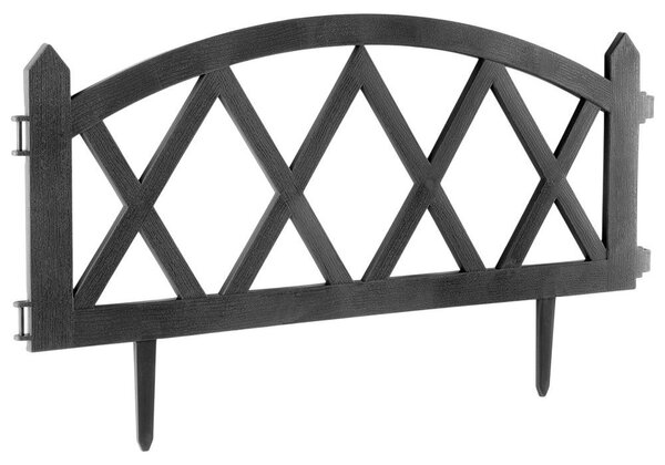 Vilde | Ohraničení záhonu - Sada 12 ks - 57x25 cm - Odolné vůči povětrnostním vlivům - Plast - Zahradní plot šedý