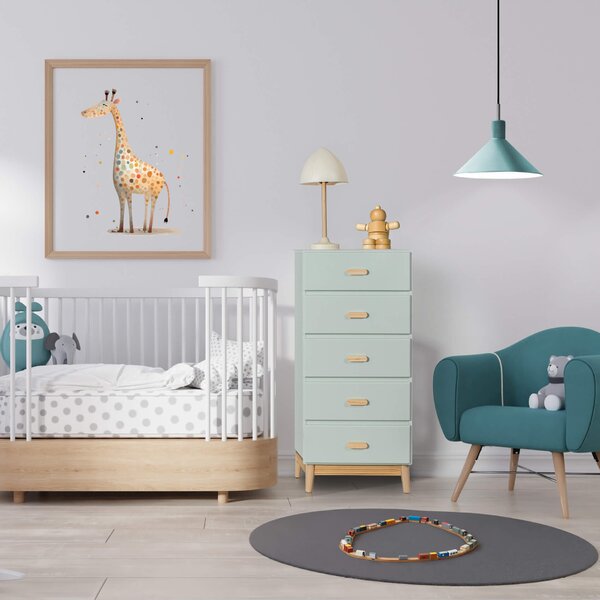 Komoda Mobili Rebecca Aloe 115x50x40 MDF borovice aqua zelená hnědá skandinávský styl k montáži