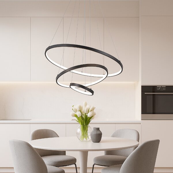 RABALUX 72346 Beliza závěsné svítidlo D600mm LED 90W/9000/7200lm 3000-6500K černá, bílá, stmívatelné, dálkový ovladač