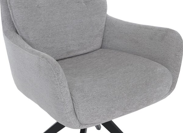 Sada dvou jídelních židlí HWC-Q37, kuchyňská židle s otočnou funkcí a automatickým návratem do výchozí polohy, potah z textilie (680 g/m²) typu chenille, Öko-Tex, kovová konstrukce, barva: světle šedá