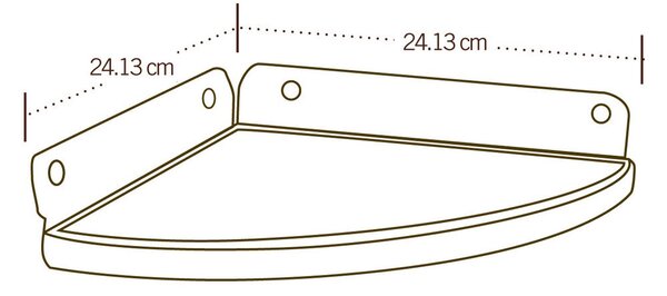 Rohová polička s doživotní zárukou, 2 ks. Poloměr 24 cm