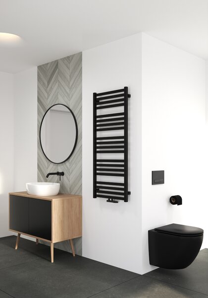 Oltens Vanlig koupelnový radiátor žebříkový 121x50 cm černá mat 55008300