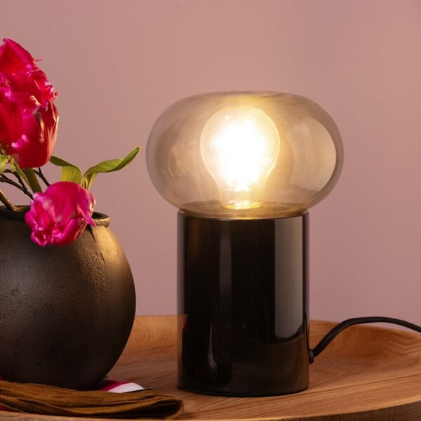 Brilliant 99002/06 Stolní lampa KNUT černá & kouřové sklo