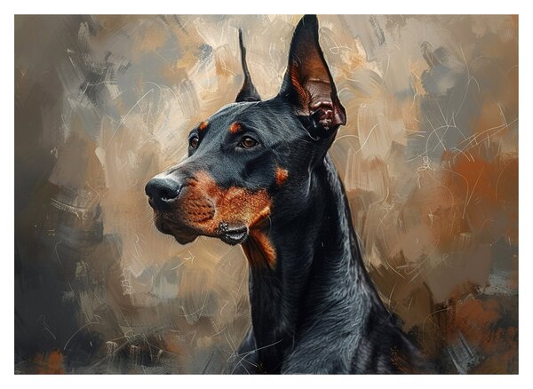 Skleněný obraz - Portrét Dobrmana (70x50 cm)