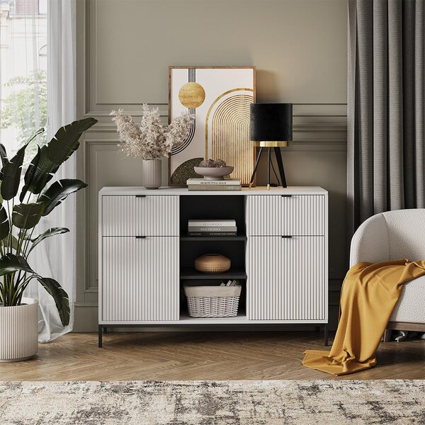 Kredenc Vicco Eliza Bílá 120 x 81.2 cm se 2 zásuvkami a 2 dvířky, Model 56448