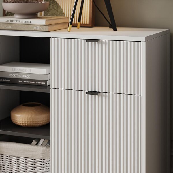 Kredenc Vicco Eliza Bílá 120 x 81.2 cm se 2 zásuvkami a 2 dvířky, Model 56448