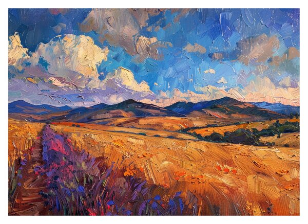 Skleněný obraz - Olejomalba krajiny (70x50 cm)