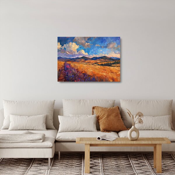 Skleněný obraz - Olejomalba krajiny (70x50 cm)