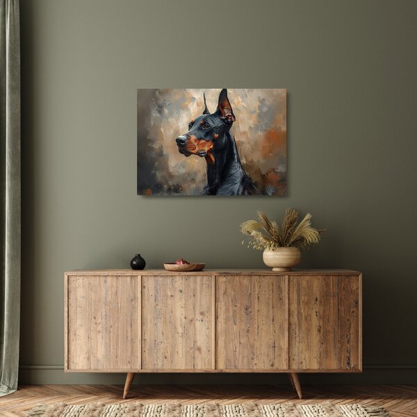 Skleněný obraz - Portrét Dobrmana (70x50 cm)